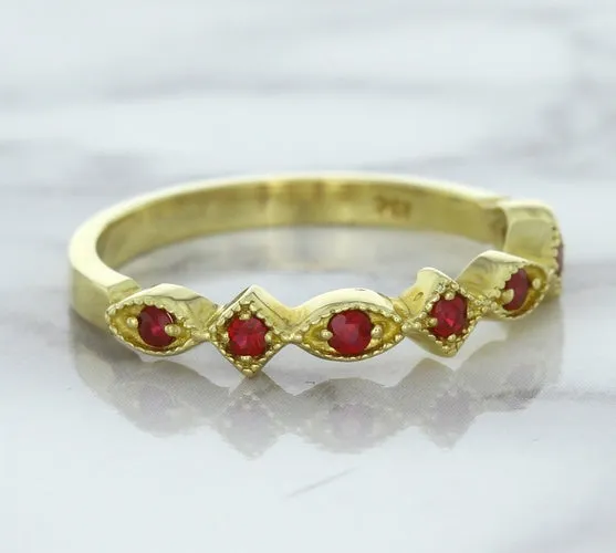 0.20ctw Ruby Alternating Marquise Ring in 14K Yellow Gold