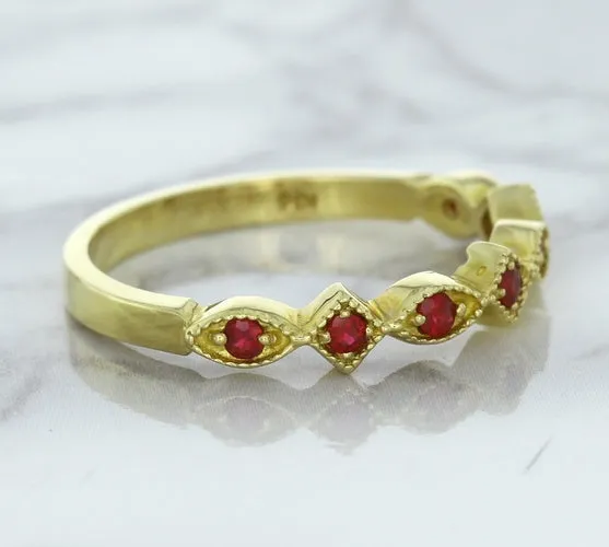 0.20ctw Ruby Alternating Marquise Ring in 14K Yellow Gold