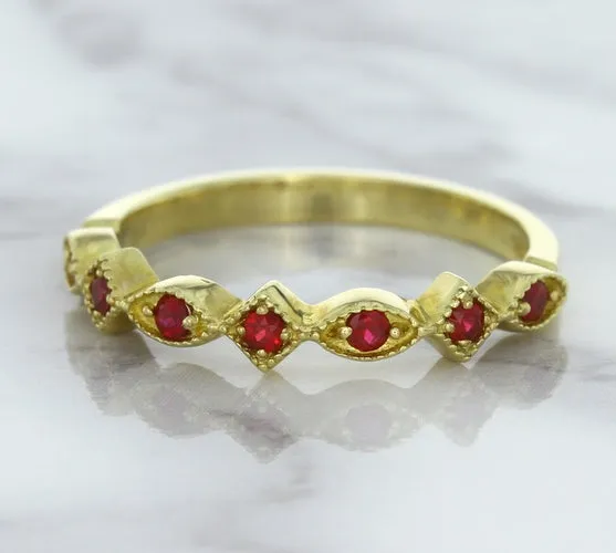0.20ctw Ruby Alternating Marquise Ring in 14K Yellow Gold