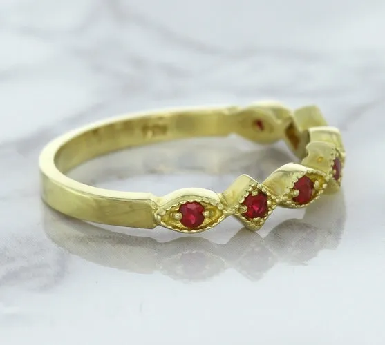 0.20ctw Ruby Alternating Marquise Ring in 14K Yellow Gold