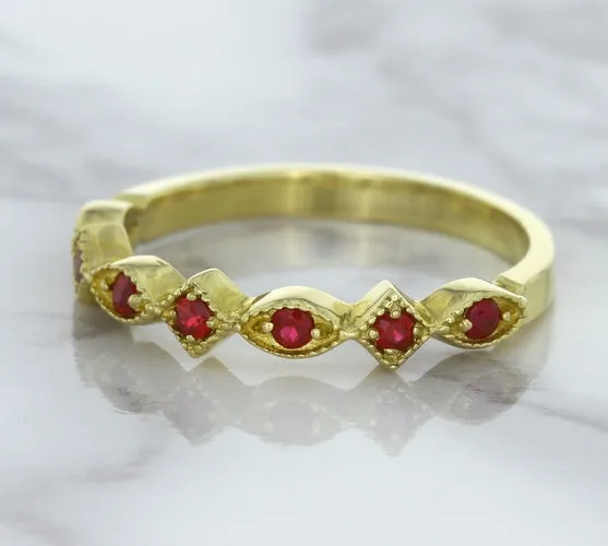 0.20ctw Ruby Alternating Marquise Ring in 14K Yellow Gold
