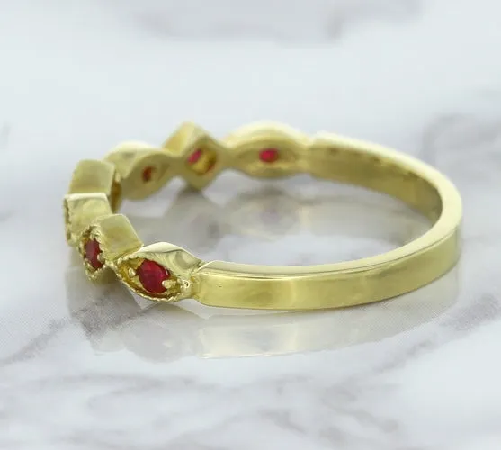 0.20ctw Ruby Alternating Marquise Ring in 14K Yellow Gold