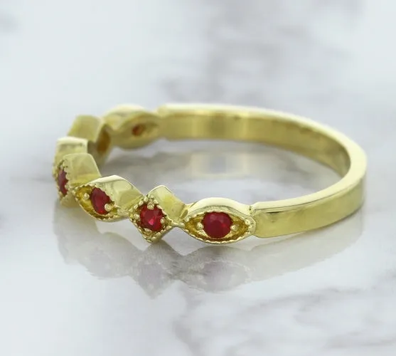 0.20ctw Ruby Alternating Marquise Ring in 14K Yellow Gold
