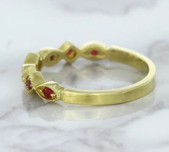 0.20ctw Ruby Alternating Marquise Ring in 14K Yellow Gold