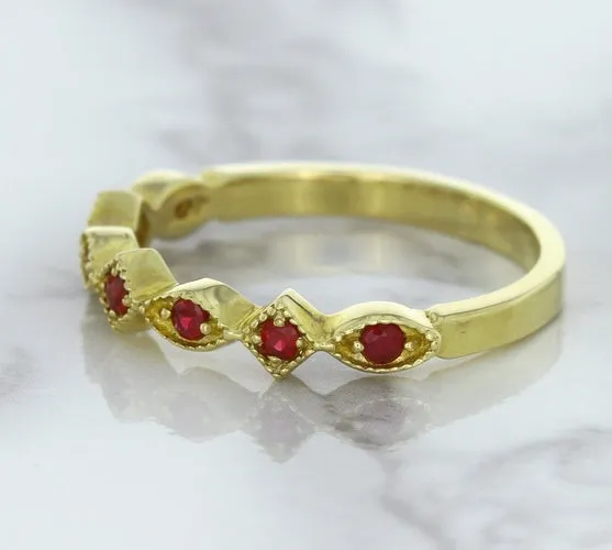 0.20ctw Ruby Alternating Marquise Ring in 14K Yellow Gold