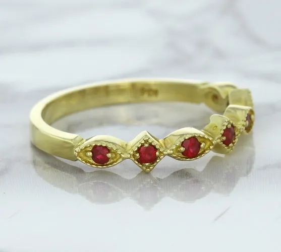 0.20ctw Ruby Alternating Marquise Ring in 14K Yellow Gold