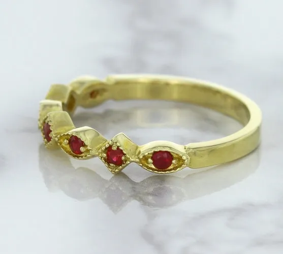 0.20ctw Ruby Alternating Marquise Ring in 14K Yellow Gold