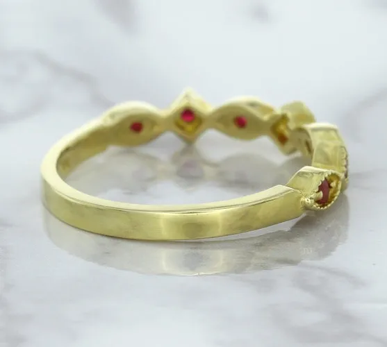 0.20ctw Ruby Alternating Marquise Ring in 14K Yellow Gold