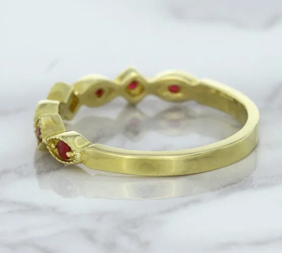 0.20ctw Ruby Alternating Marquise Ring in 14K Yellow Gold