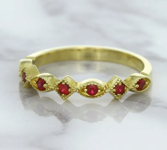 0.20ctw Ruby Alternating Marquise Ring in 14K Yellow Gold