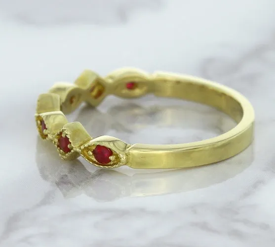 0.20ctw Ruby Alternating Marquise Ring in 14K Yellow Gold