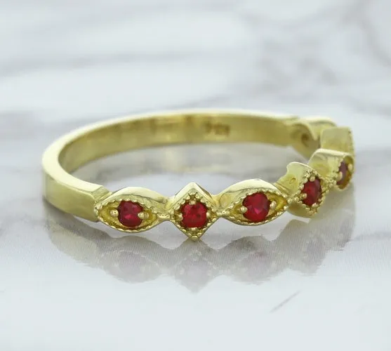 0.20ctw Ruby Alternating Marquise Ring in 14K Yellow Gold