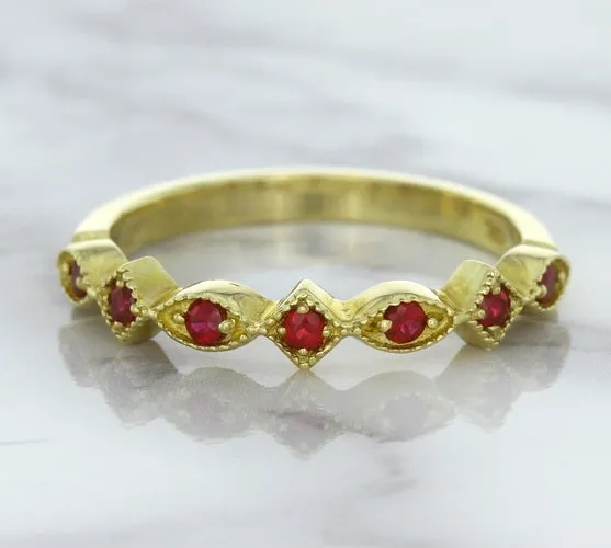 0.20ctw Ruby Alternating Marquise Ring in 14K Yellow Gold