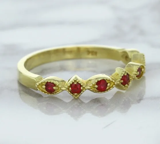 0.20ctw Ruby Alternating Marquise Ring in 14K Yellow Gold
