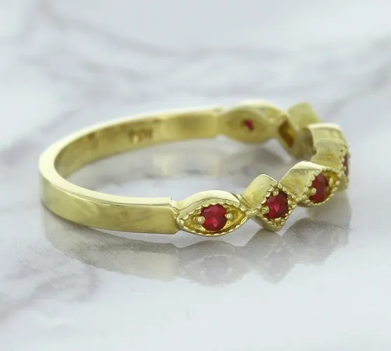 0.20ctw Ruby Alternating Marquise Ring in 14K Yellow Gold