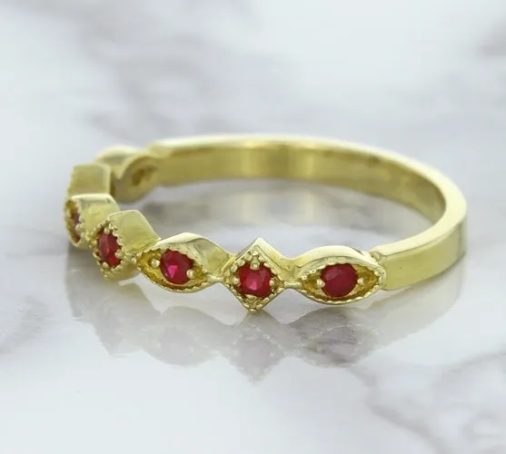 0.20ctw Ruby Alternating Marquise Ring in 14K Yellow Gold
