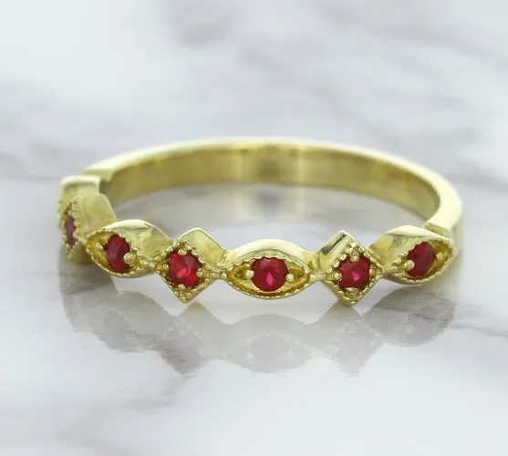 0.20ctw Ruby Alternating Marquise Ring in 14K Yellow Gold