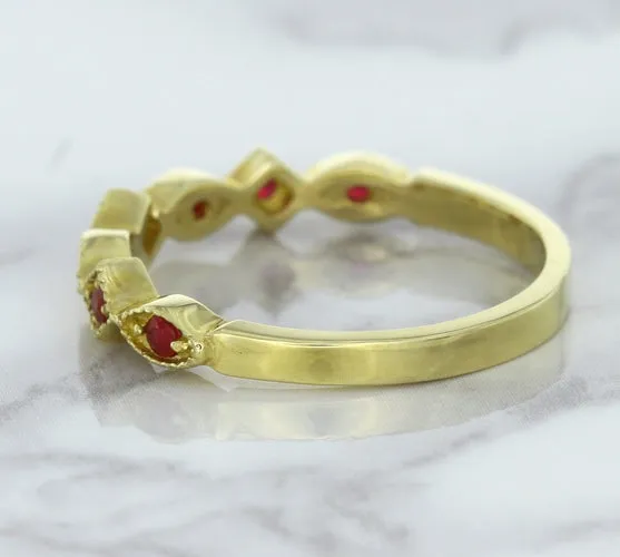 0.20ctw Ruby Alternating Marquise Ring in 14K Yellow Gold