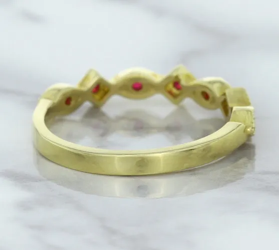 0.20ctw Ruby Alternating Marquise Ring in 14K Yellow Gold