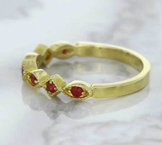 0.20ctw Ruby Alternating Marquise Ring in 14K Yellow Gold