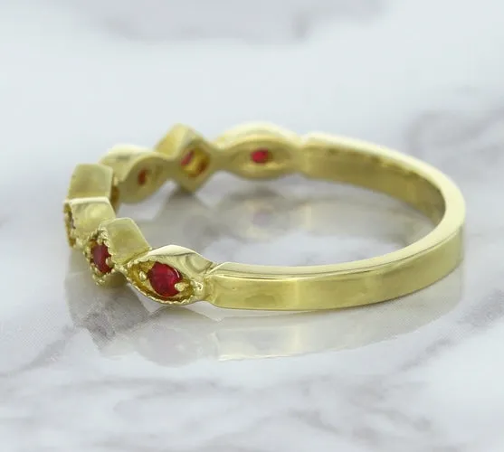 0.20ctw Ruby Alternating Marquise Ring in 14K Yellow Gold