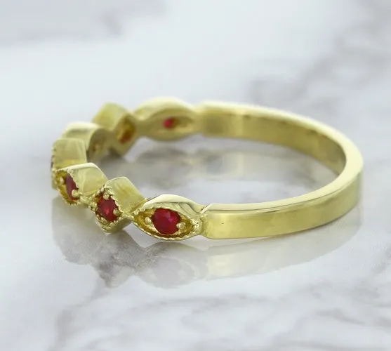 0.20ctw Ruby Alternating Marquise Ring in 14K Yellow Gold