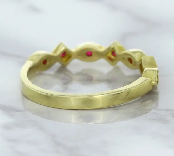 0.20ctw Ruby Alternating Marquise Ring in 14K Yellow Gold