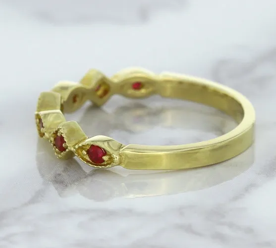 0.20ctw Ruby Alternating Marquise Ring in 14K Yellow Gold