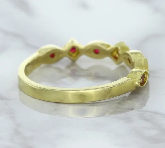 0.20ctw Ruby Alternating Marquise Ring in 14K Yellow Gold