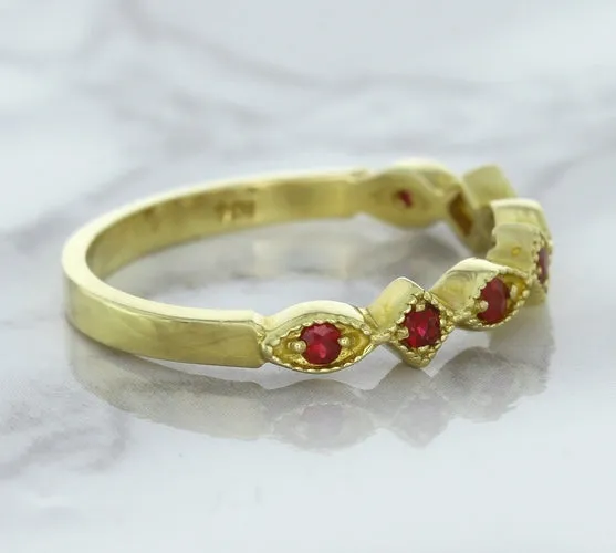 0.20ctw Ruby Alternating Marquise Ring in 14K Yellow Gold
