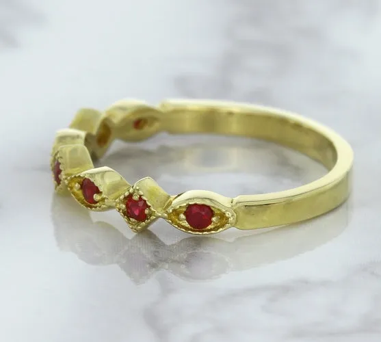 0.20ctw Ruby Alternating Marquise Ring in 14K Yellow Gold