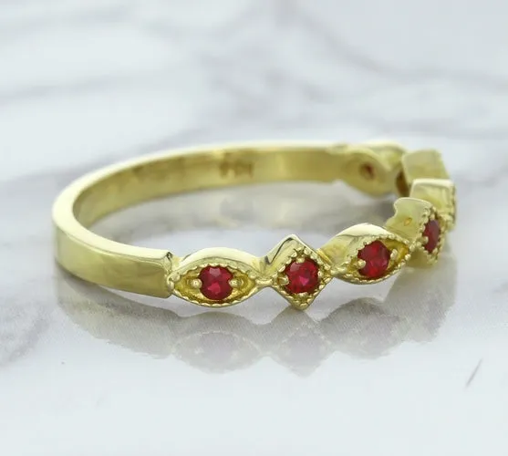 0.20ctw Ruby Alternating Marquise Ring in 14K Yellow Gold