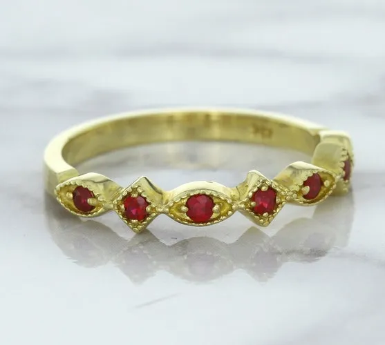 0.20ctw Ruby Alternating Marquise Ring in 14K Yellow Gold