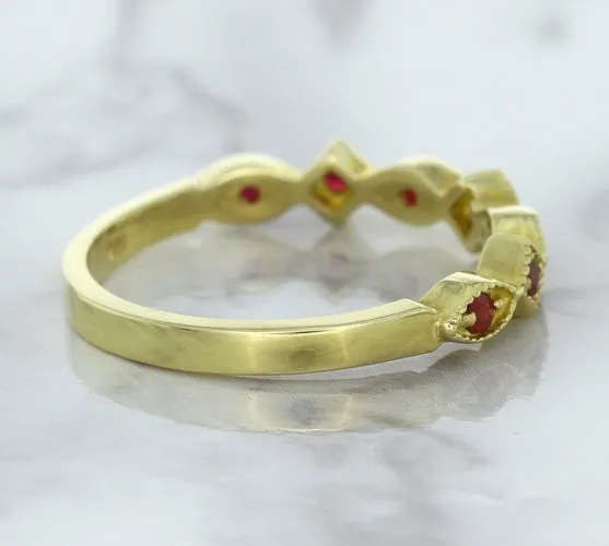 0.20ctw Ruby Alternating Marquise Ring in 14K Yellow Gold