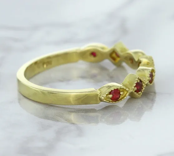 0.20ctw Ruby Alternating Marquise Ring in 14K Yellow Gold