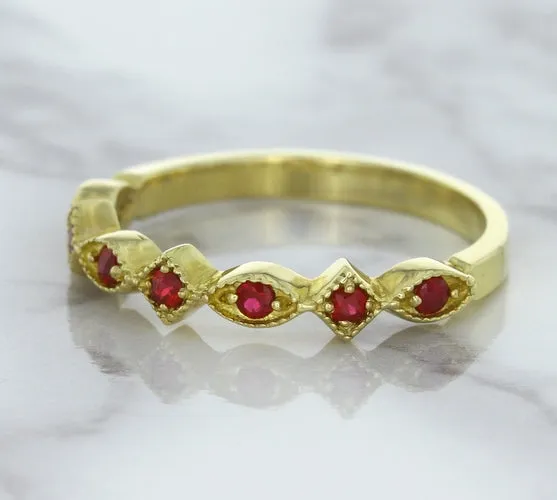 0.20ctw Ruby Alternating Marquise Ring in 14K Yellow Gold