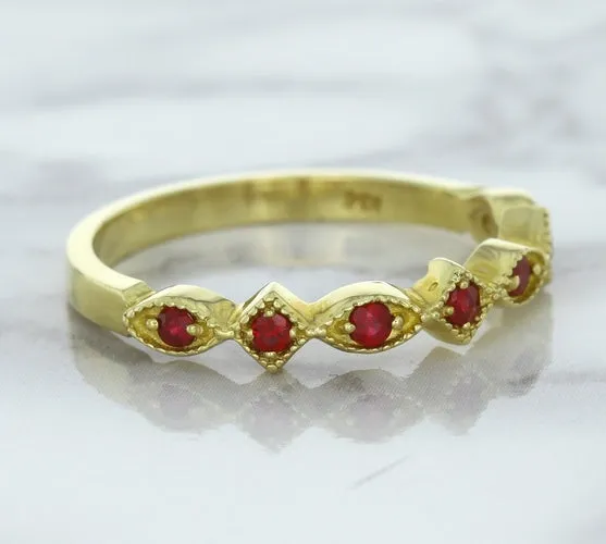 0.20ctw Ruby Alternating Marquise Ring in 14K Yellow Gold