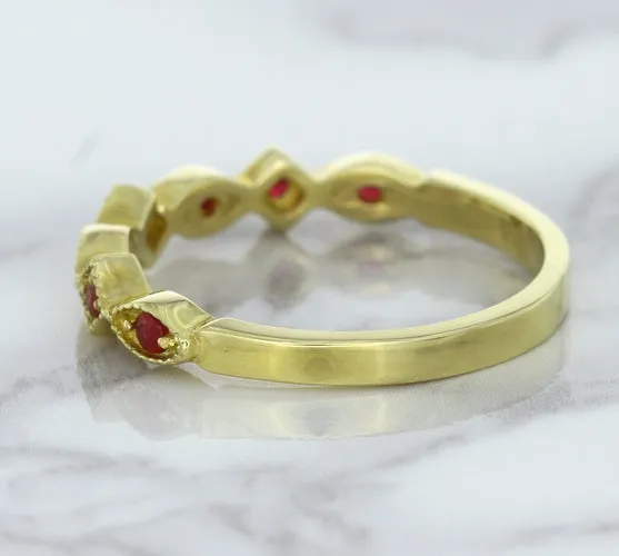 0.20ctw Ruby Alternating Marquise Ring in 14K Yellow Gold