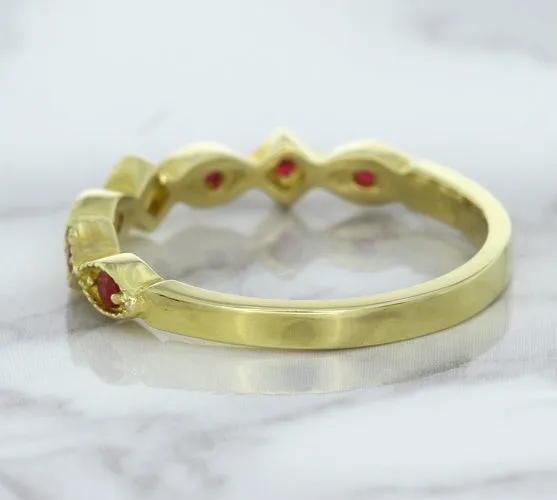 0.20ctw Ruby Alternating Marquise Ring in 14K Yellow Gold