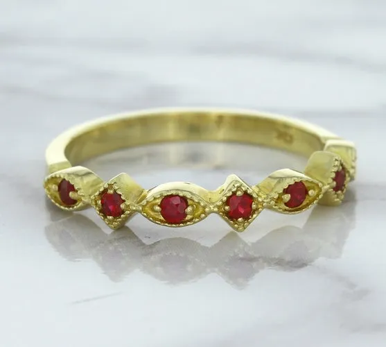 0.20ctw Ruby Alternating Marquise Ring in 14K Yellow Gold