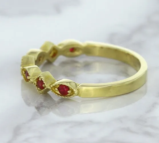 0.20ctw Ruby Alternating Marquise Ring in 14K Yellow Gold