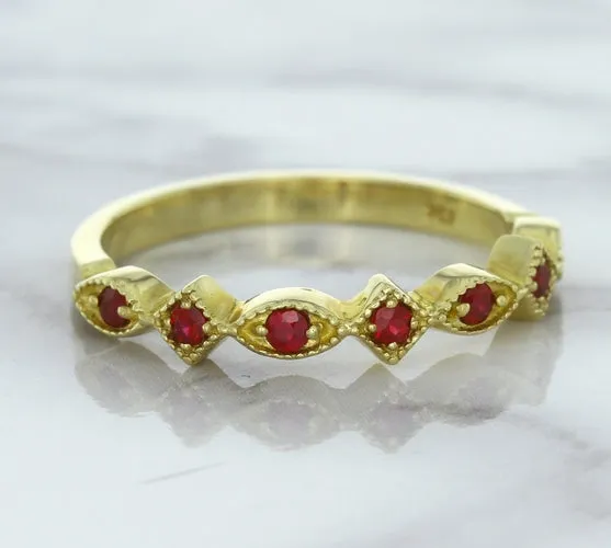 0.20ctw Ruby Alternating Marquise Ring in 14K Yellow Gold