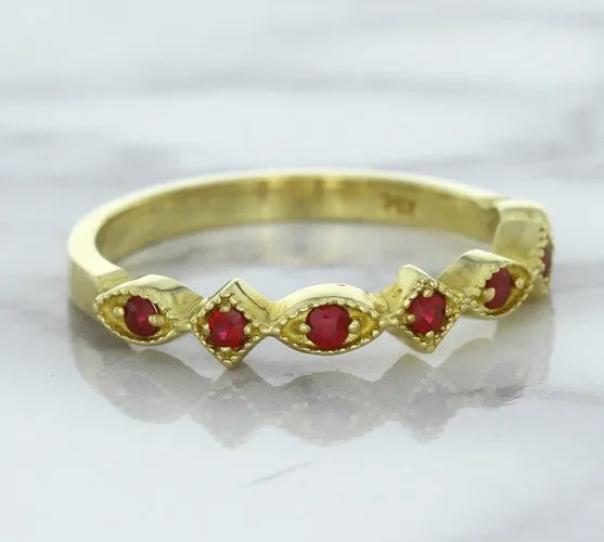 0.20ctw Ruby Alternating Marquise Ring in 14K Yellow Gold