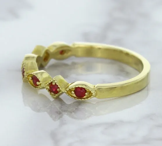 0.20ctw Ruby Alternating Marquise Ring in 14K Yellow Gold