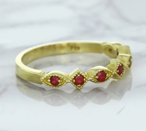 0.20ctw Ruby Alternating Marquise Ring in 14K Yellow Gold