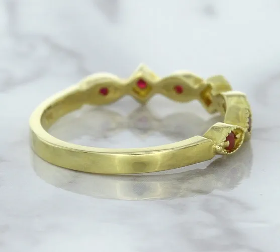 0.20ctw Ruby Alternating Marquise Ring in 14K Yellow Gold