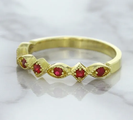 0.20ctw Ruby Alternating Marquise Ring in 14K Yellow Gold