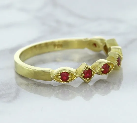 0.20ctw Ruby Alternating Marquise Ring in 14K Yellow Gold