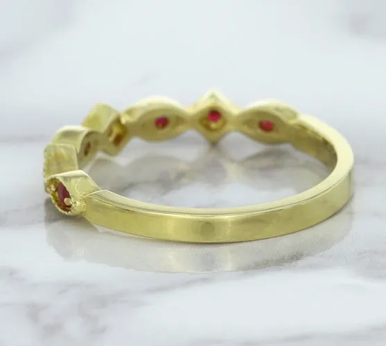 0.20ctw Ruby Alternating Marquise Ring in 14K Yellow Gold