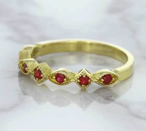 0.20ctw Ruby Alternating Marquise Ring in 14K Yellow Gold